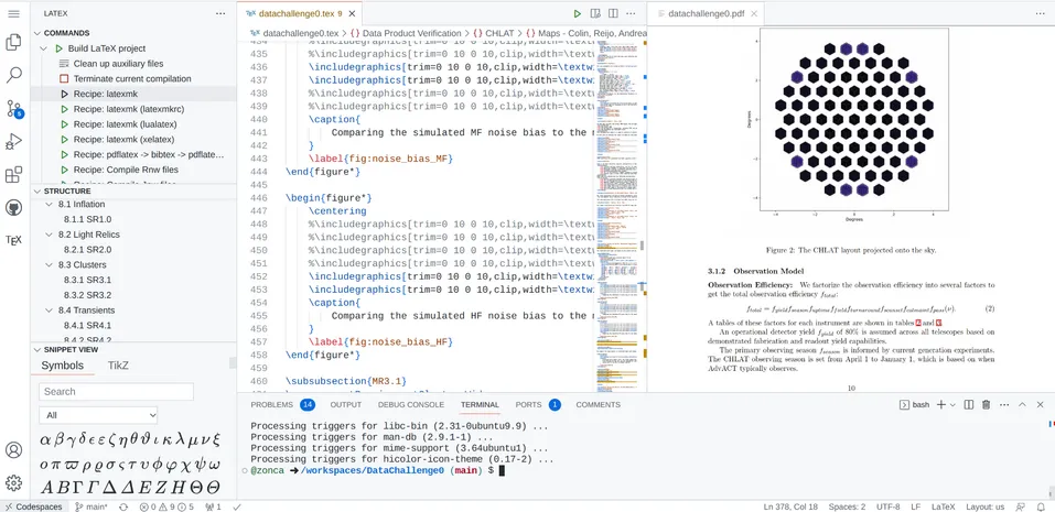 Github codespaces with Latex Workshop